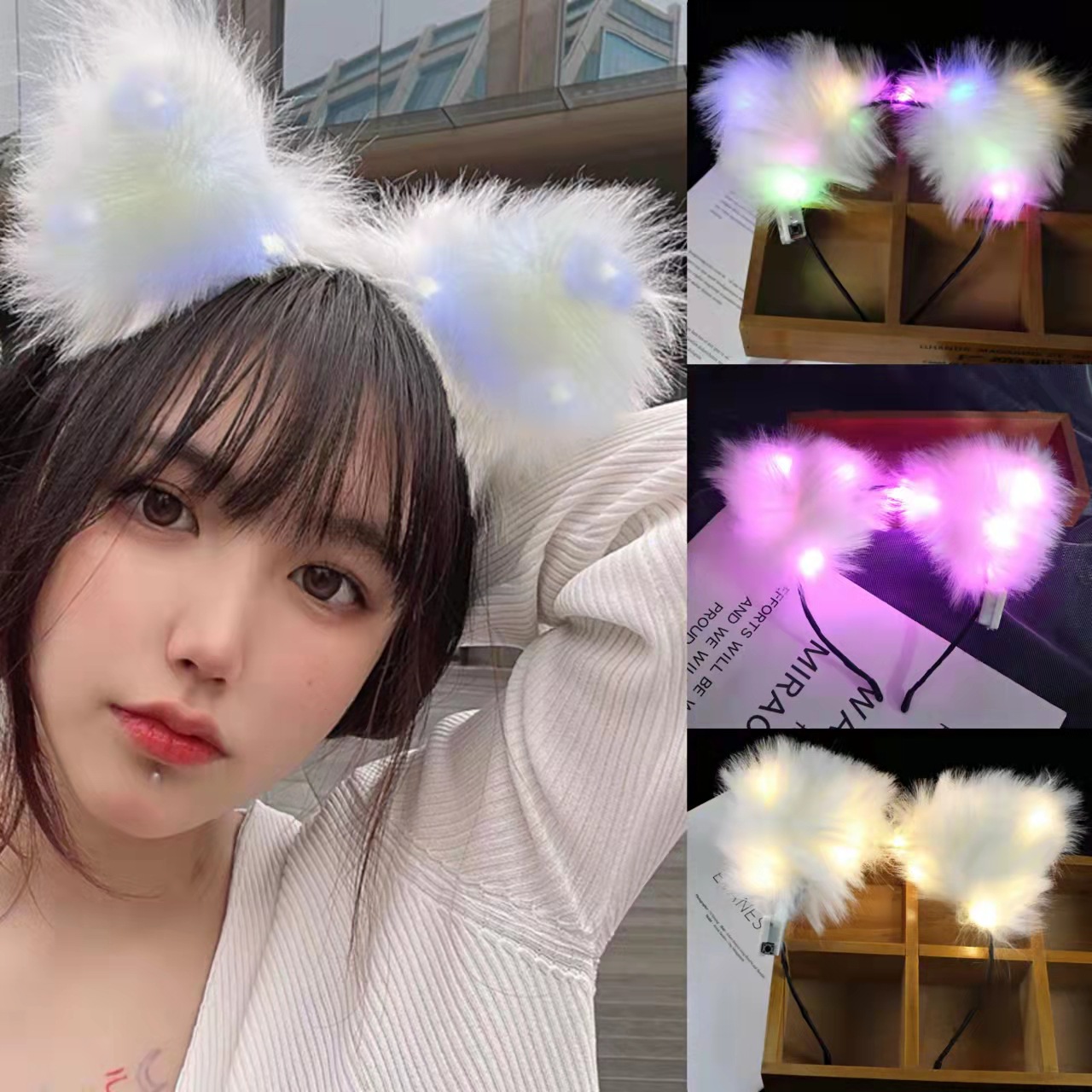 爆款可爱猫耳朵发光发箍甜美狐狸软妹头箍头饰玩具地摊热卖产品