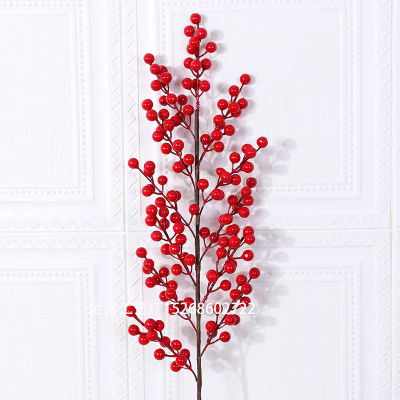 Artificial HollyChristmas Flower Arrangement DecorationTable Berry Red Fruit Acacia Bean Simulation Holly Living Room De