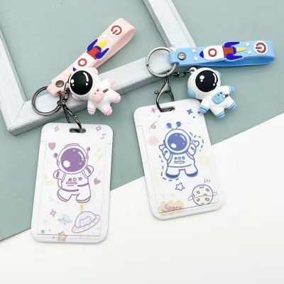 Factory Direct Supply Spaceman Card Holder Student Meal Card Keychain Doll Access Control Subway Card Holder Slide Cover Certificate Holder