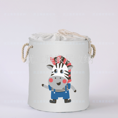 New Cartoon Animal Laundry Bucket Storage Basket Dirty Clothes Basket Storage Fabric round Barrel