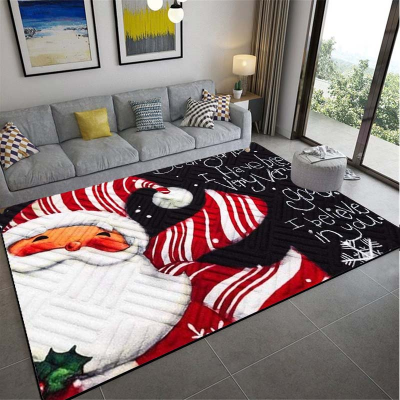 Santa Claus Pattern Carpet Living Room Bedroom Non-Slip Kitchen Bathroom Mat Door Mat Christmas Gift