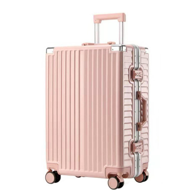 Women's Durable Luggage Ins Internet Celebrity High-End Aluminum Frame Suitcase Universal Wheel Suitcase Password Trolley Case 20-Inch