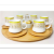Round Handle Small Lampshade + Rotating Circular Wood + Small Sucrier 6 Cups 6 Plates Set