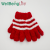 Children's Plush Striped Monochrome Half Velvet Winter Warm Fleece-Lined Knitted Gloves