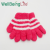 Children's Plush Striped Monochrome Half Velvet Winter Warm Fleece-Lined Knitted Gloves