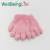 Children's Plush Striped Monochrome Half Velvet Winter Warm Fleece-Lined Knitted Gloves