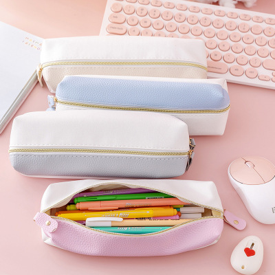 Simple Color Matching Double Layer Pencil Case Primary School Student Solid Color Junior High School Student Creative Large Capacity Storage Pencil Case Pencil Case Stall Supply