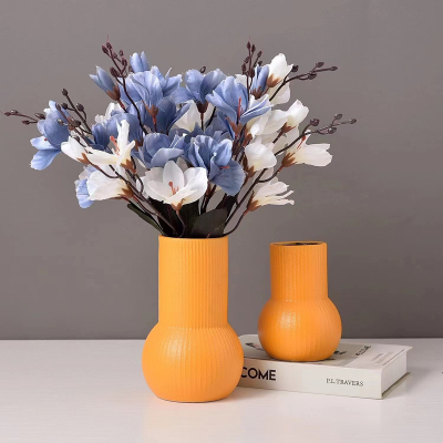 Nordic Style Living Room Decoration Dining Table Flower Magic Color Ceramic Vase Wedding Hotel Soft Outfit Crafts