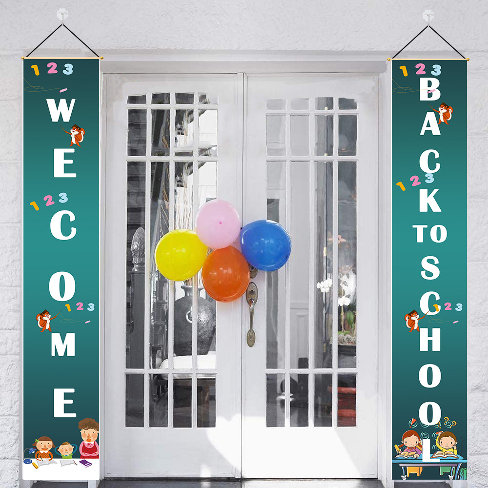 亚马逊开学季门帘 返校季对联挂旗 black to school开学户外装饰