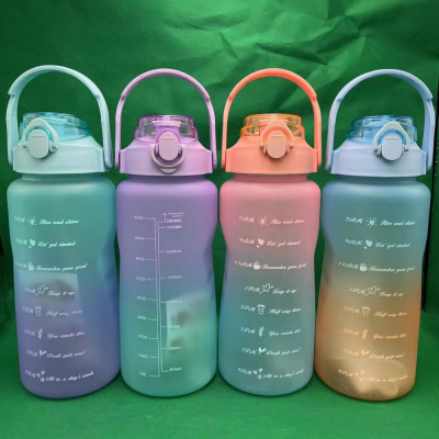 2000ml Large-Capacity Water Cup Sports Water Bottle Frosted Gradient Plastic Cup Southeast Asia Indonesia Foreign Trade