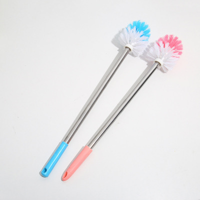 Color Handle Steel Pipe Handle Toilet Brush Plastic round Head Toilet Brush Cleaning Toilet Brush Stainless Steel Sanitary Brush Cleaning Supplies