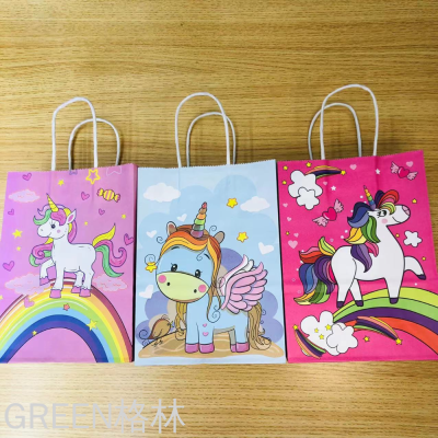 Unicorn Kraft Paper Bag Gift Bag Paper Bag Takeaway Packing Bag Logo