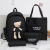 Korean Style Girls Schoolbag Junior High School High School Students Four-Piece Schoolbag Girl Backpack Backpack Stationery Case Waist Bag