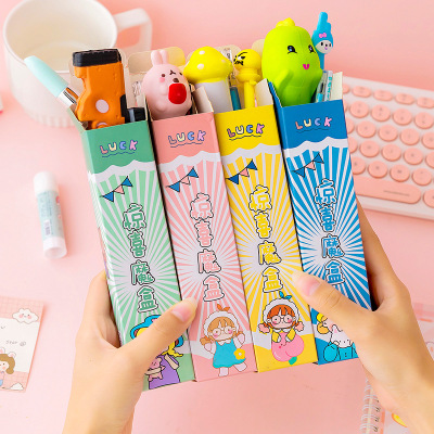 Creative Cartoon Surprise Blind Box Cute Vent Decompression Pen Student Stationery Lucky Stationery Gift Box Pen Wholesale