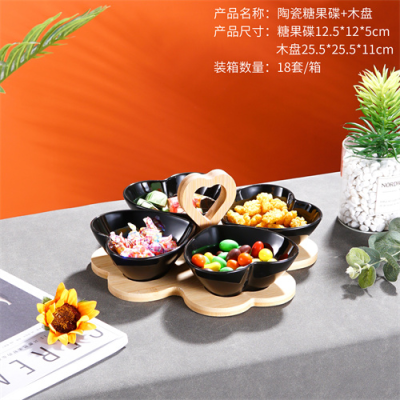 Nordic Light Luxury Fruit Ceramic Tableware Tray Creative Snack Dish Dried Fruit Storage Box Living Room Fruit Platter Multi-Direct Sales