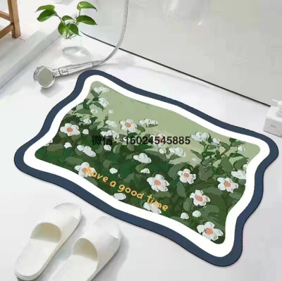 Cashmere Floor Mat Bedroom Living Room Pile Floor Covering Home Doorway Floor Mat Bathroom Water-Absorbing Non-Slip Mat Door Mat