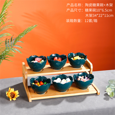 Nordic Light Luxury Fruit Ceramic Tableware Tray Creative Snack Dish Dried Fruit Storage Box Living Room Fruit Platter Double-Layer Direct Sales