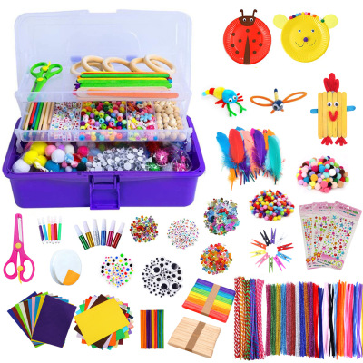 DIY Children 'S Educational Toys Portable Storage Folding Box Set Hair Root Twist Stick Color Gold Leaf Wool Tops Velvet Strip