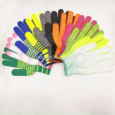 Labor Protection Gloves Nylon Non-Slip Gloves Driver Driving Carrying Point Beads Breathable Thin Work Finger Gloves Men and Women