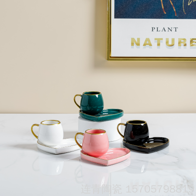 Cross-Border Foreign Trade Ceramic Ceramic Cup Dish Practical Business Meeting Sale Gift Creative Color Glaze Coffee Set