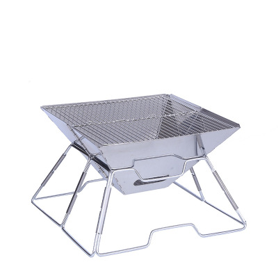 Amazon Hot Selling Stainless Steel Folding Barbecue Grill Outdoor Camping Portable Barbecue Stove Household Charcoal Oven