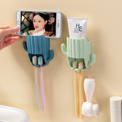 New Toothbrush Holder Toothbrush Tool Toothbrush Rack Punch-Free Wall-Mounted Cactus Suction Wall