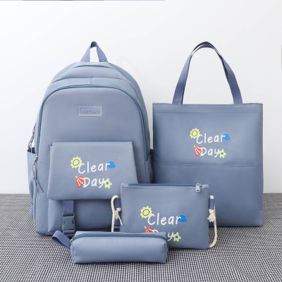 Backpack Four-Piece Set Primary School Students Three to Six Grade Backpack Middle School Students Tuition Bag Campus