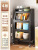 Kitchen Shelf Floor Flip Multi-Layer Locker Microwave Oven Pot Oven Wall Storage Shelf with Cabinet Door