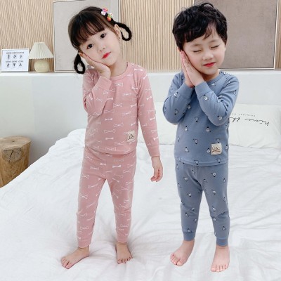 Cotton High Waist Long Johns Autumn and Winter Baby Bottoming Brushed Thermal Underwear Boys' Girl Infant Suit