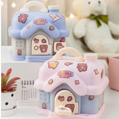 Q Cute Small HouseChildren Saving Box Can Be Saved, Large Capacity Can Not Be Broken, Children's Birthday Gift Coin Bank