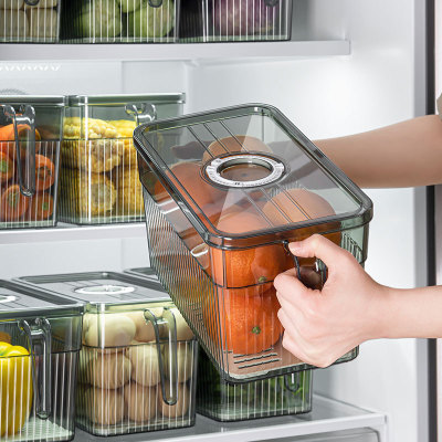 Kitchen Refrigerator Dedicated Storage Box with Handle Crisper Food Grade Organize Fantastic Transparent Plastic Storage