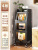 Kitchen Shelf Floor Flip Multi-Layer Locker Microwave Oven Pot Oven Wall Storage Shelf with Cabinet Door