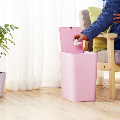 Creative Macaron Square Pop-up Trash Can Push Toilet Large Plastic Trash Can Factory Wholesale