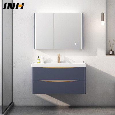 German INH Nordic Solid Wood Bathroom Cabinet Combination Modern Minimalist Smart Mirror Cabinet Bathroom Wash Basin