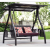 Red Bean Outdoor Double Courtyard Balcony Swing 3/Three-Person Chair Outdoor Yard Iron Rocking Chair Rattan Swing
