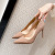 and American Style Simple Shallow Mouth Slim-Fit Stiletto Women's Shoes 2021 Autumn New Nude Pointed Patent Leather High