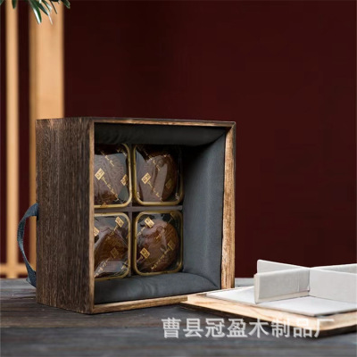 Festival Gift Moon Cake Packaging Storage Box Decorative Solid Wood Cold Cover Egg Yolk Crisp Packaging Moon Cake Box