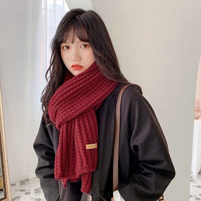 Korean Style Solid Color Woolen Woven Scarf For Women Autumn And Winter Thickened Warm Student All-Match And Cute High-Profile Figure Scarf For Men