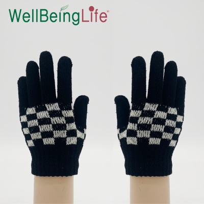 Winter Plaid Checkered Gloves Outdoor Knitted Cold-Proof Warm Gloves for Male and Female Students