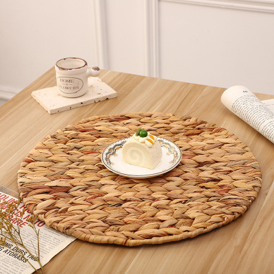 Water Hyacinth Grass Handmade Placemat Floor Mat Tatami Nordic Placemat Potholders Coaster Straw Woven Dining Table Insulation Placemat