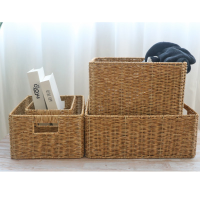 Rattan-like Storage Basket Bathroom Waterproof Storage Basket Living Room Snacks Sundries Storage Box Toy Basket Woven Collection