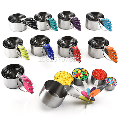 Stainless Steel Measuring Cup Measuring Spoon Measuring Spoon Set of 5 with Scale Silicone Insulation Handle