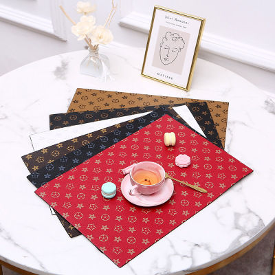 Pattern Affordable Luxury Fashion Leather Placemat Double-Sided Waterproof Heat Insulation High Temperature Resistant Hotel Family Tableware Mat Easy to Clean