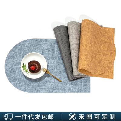 Factory Nordic Ins Japanese Style Cloth Pattern Leather Placemat Home Waterproof Plate Mat Hotel Anti-Scald Insulation Western-Style Placemat
