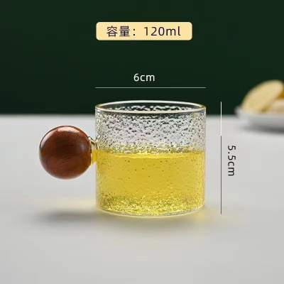 Creative Color round Beads Glass Small Cup Glass Tea Cup Boutique Pour-over Coffee Tasting Cup