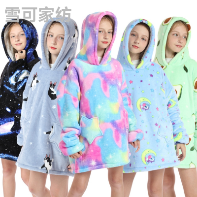 Amazon New Style TV Hooded Sweater Blanket Warm Lazy TV Blanket Children's Pullover Cold-Proof Nightgown Blanket