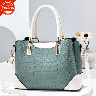 2022 Fashion Casual Shoulder Handbag Large Capacity Crocodile Pattern Mother Model Lady Bag for the Middle-Aged One Piece Dropshipping