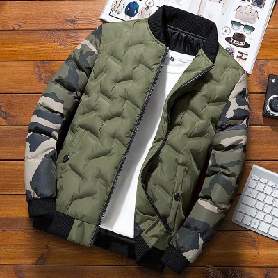 Men's Winter Korean Style Slim-Fit Baseball Collar down Cotton-Padded Coat New Thickening Trendy Cross-Border Cotton-Padded Coat Men's Coat