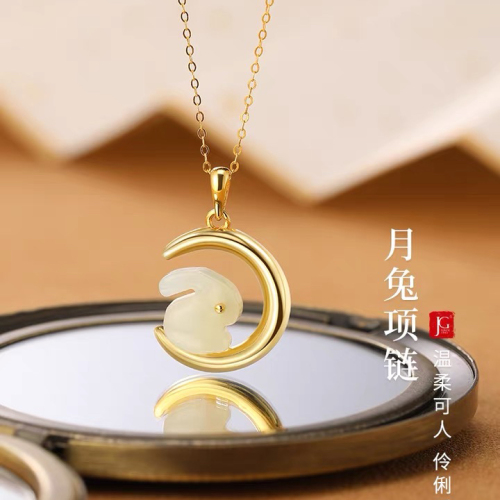 jade rabbit necklace female light luxury niche design sense rabbit clavicle chain factory wholesale