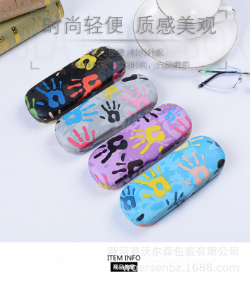 Factory Direct Sales Cartoon Hand Print Optical Glasses Case Creative Ink Glasses Case Customizable Pattern Logo